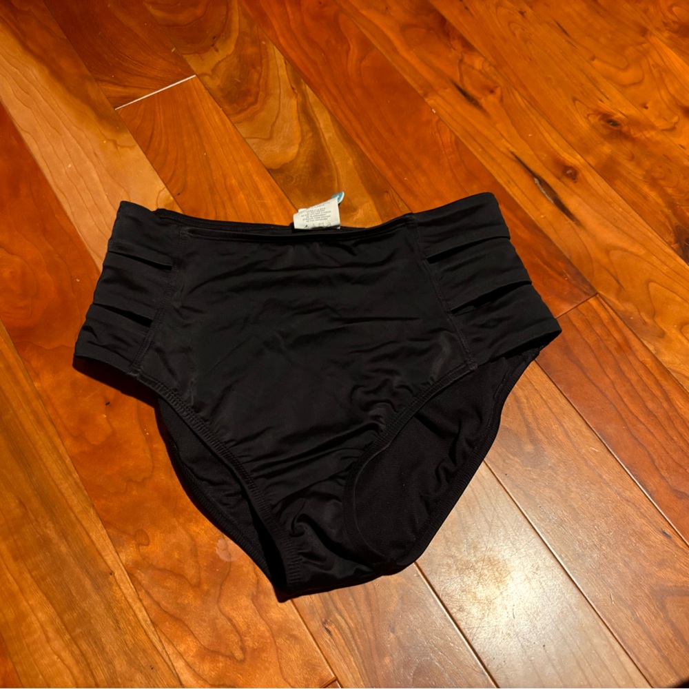 Black High-Waisted Bikini Bottom with cut out sides